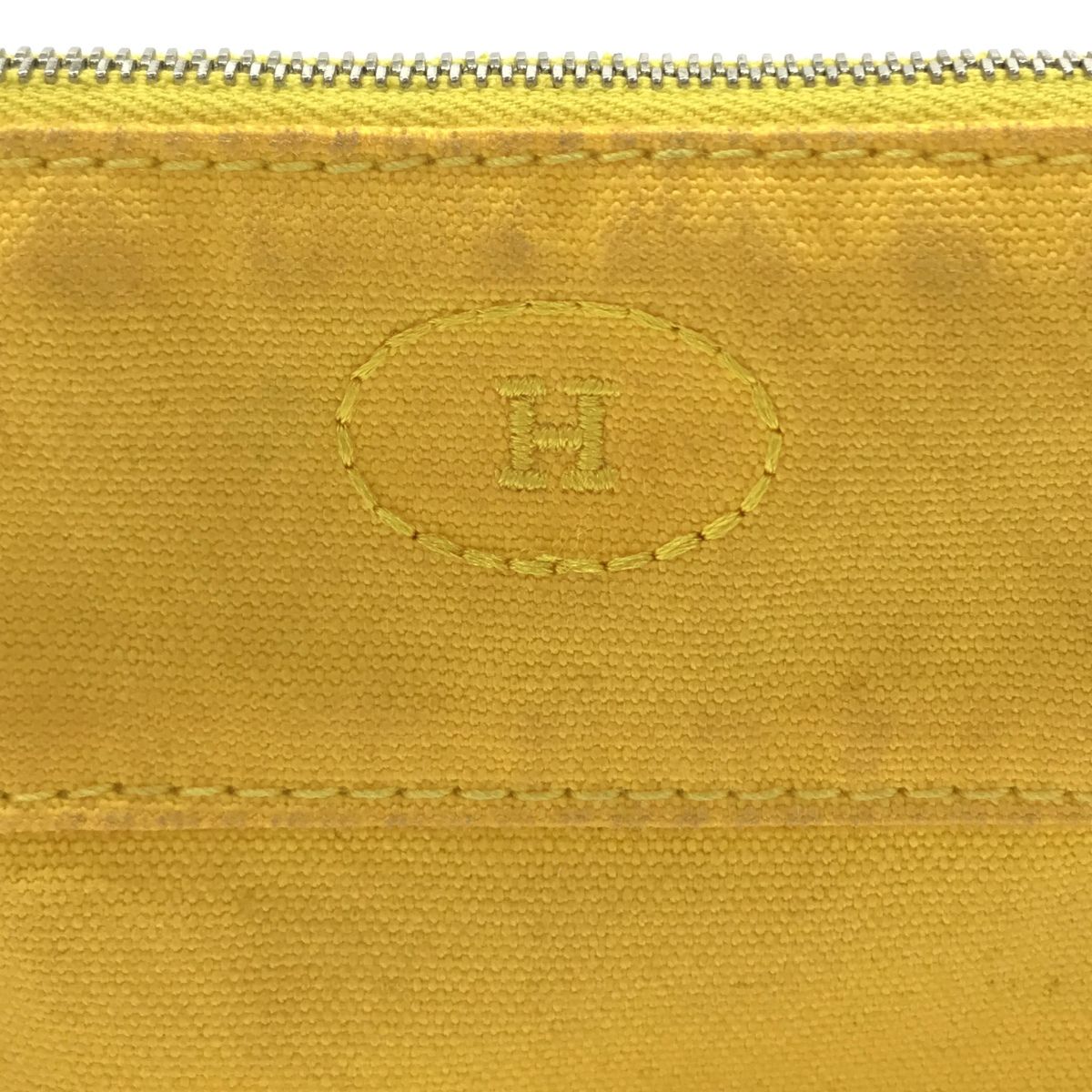 エルメス HERMES ボリードポーチ15 イエロー コットン/レザー ポーチ 