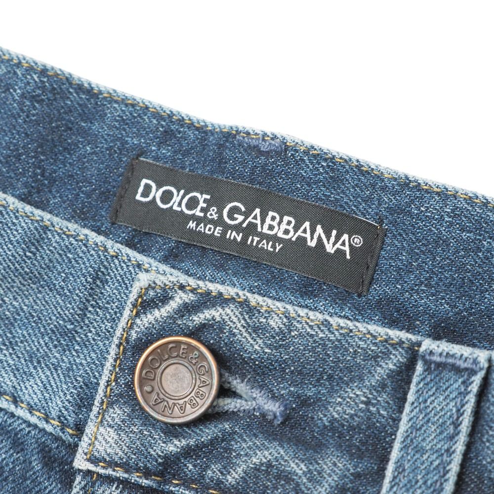 52! DOLCE&GABBANA クラッシュデニムパンツ イタリア製 □未使用品□DOLCE&GABBANA ドルチェアンドガッバーナ デニム