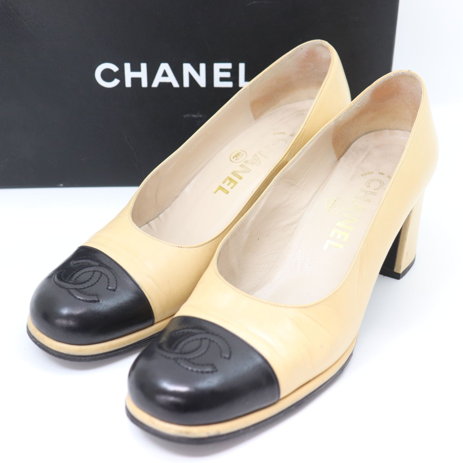 IT1LXP4398JC CHANEL シャネル パンプス バイカラー ベージュ ブラック 
