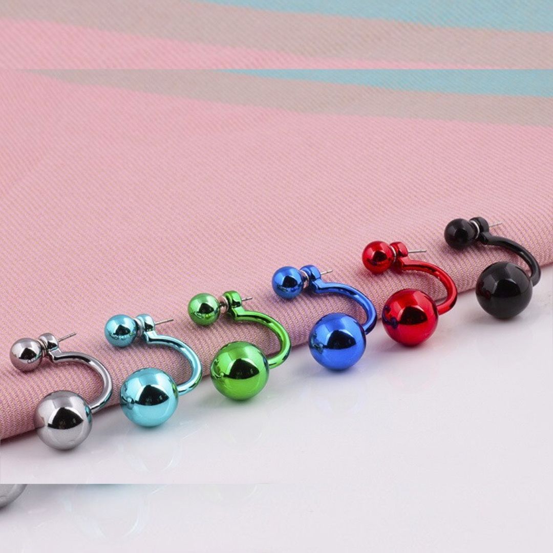 バックキャッチピアス ダブルパールピアス シルバー カラー