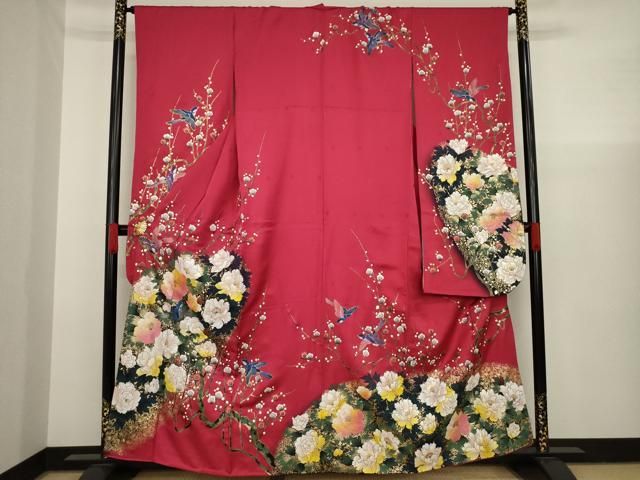 豪華振袖　花鳥文　ブルー系　逸品 豪華振袖 花鳥文 ブルー系 逸品
