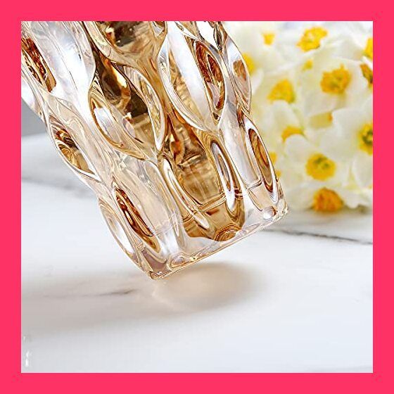 ガラス製花瓶 黄色の花模様 立体ガラス アクセント花器