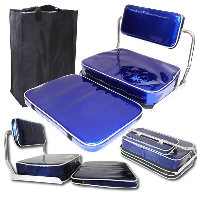 おり釣具 ヘラブナの段差クッション ワカサギ座椅子に 24氷神 ひかみ 背もたれ付き 座椅子 ブルー ori-782104