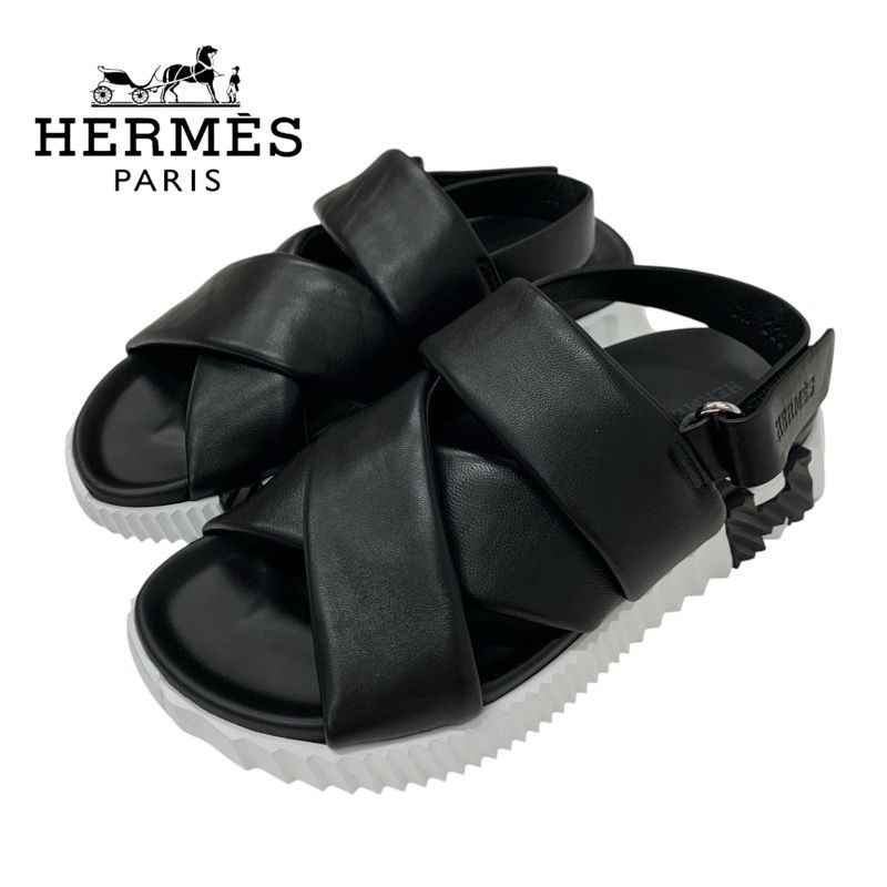 エルメス HERMES エレクトリック サンダル サイズ42 ブラック エルメス HERMES エレクトリック サンダル 靴 シューズ レザー