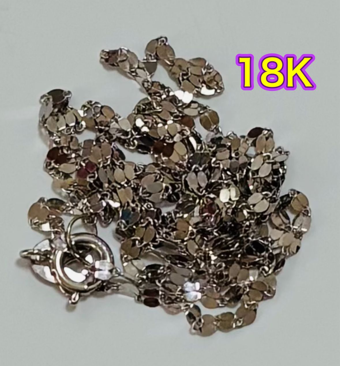18k ペタル チェーン ネックレス ホワイトゴールド k18 WG 刻印有 