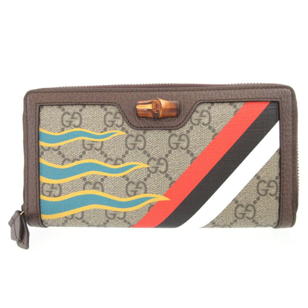 ♥ グッチ ダイアナ バンブー 658634 GGスプリーム レザー ベージュ ブラウン 茶 ラウンドファスナー長財布 財布 0375 GUCCI