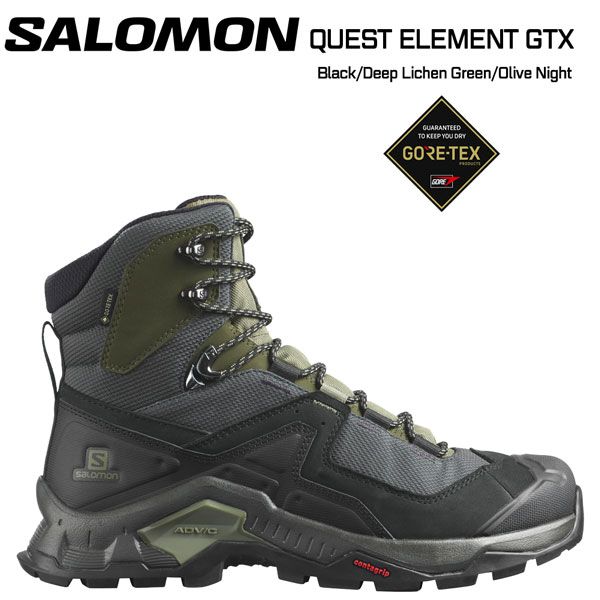 サロモン Salomon アウトドアシューズ QUEST ELEMENT GTX Black|Deep Lichen Green|Olive Night