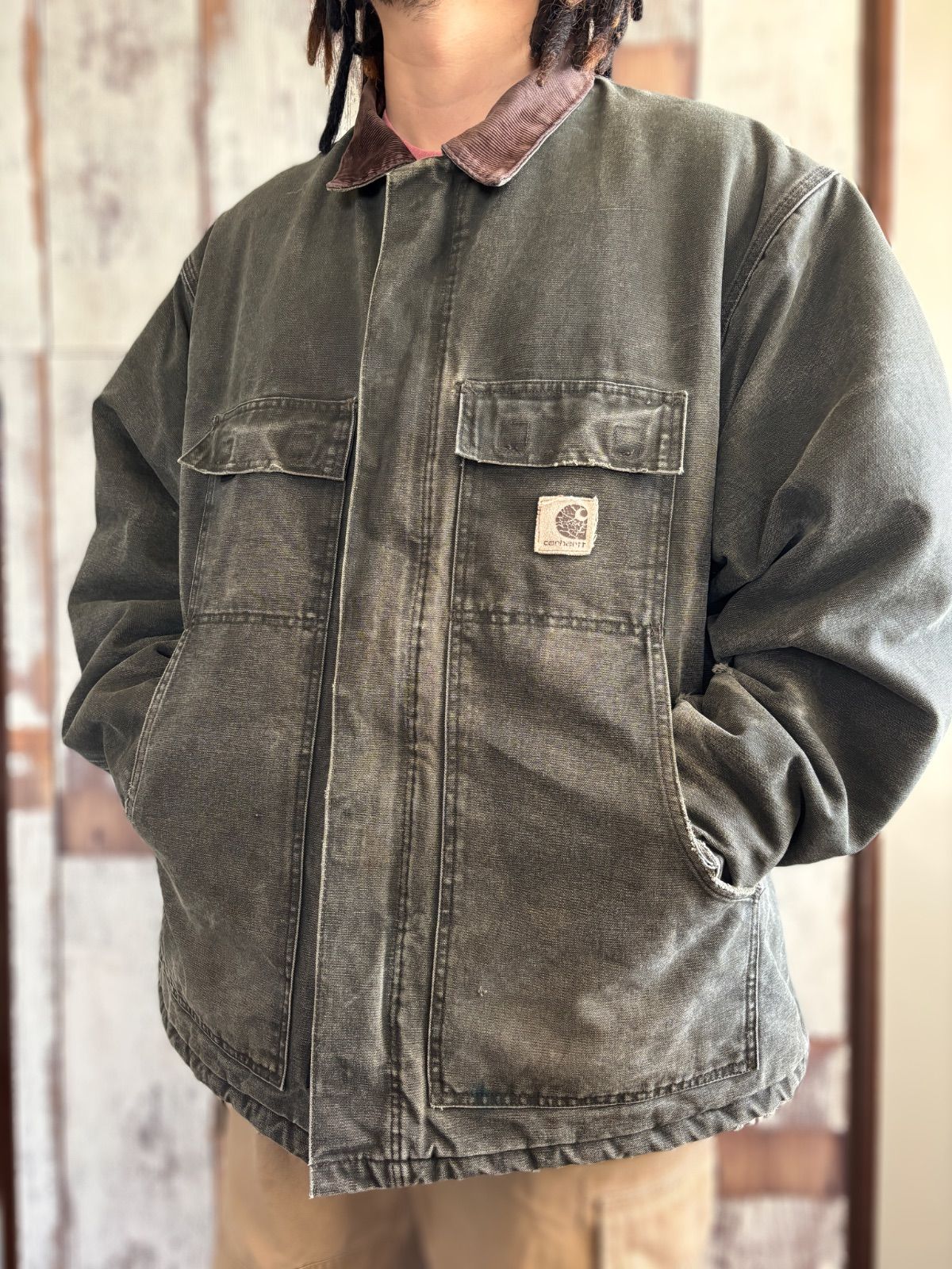 Carhartt カーハート トラディショナルコート　ジャケット C26 ダック地 古着 90s モスグリーン　2XL