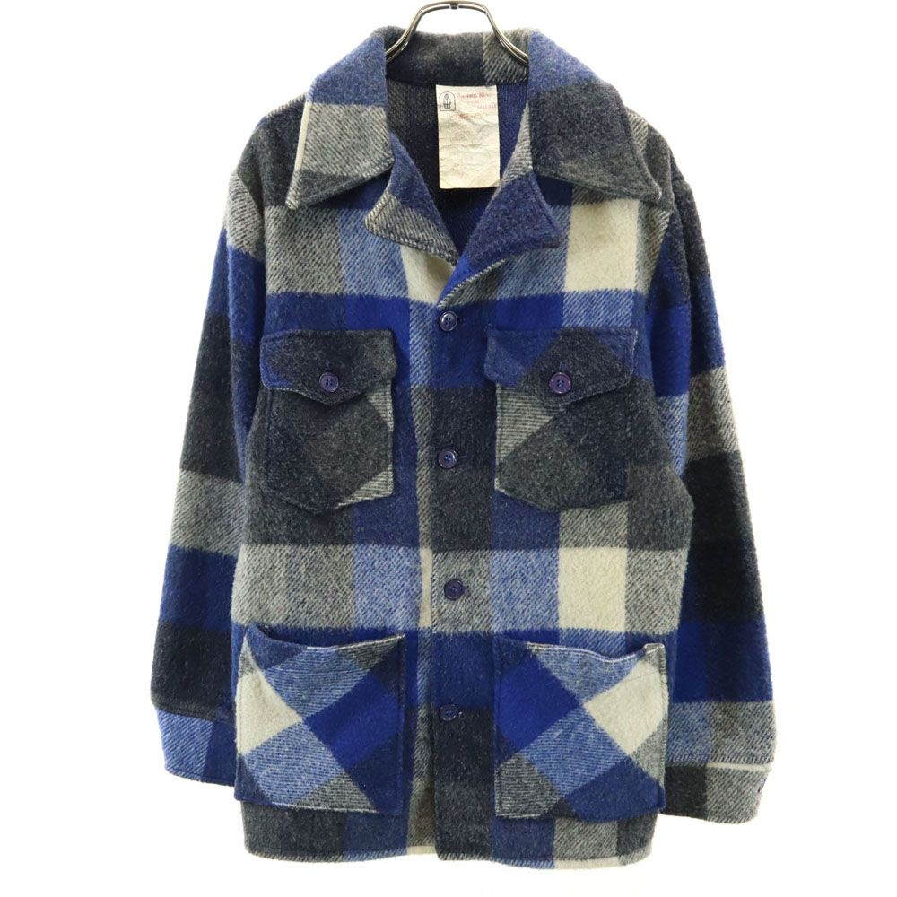 サーモキング 70s 80s ヴィンテージ バファローチェック ウールジャケット S ネイビー THERMO KING BY SELFAST メンズ サーモキング 70s 80s ヴィンテージ バファローチェック ウール