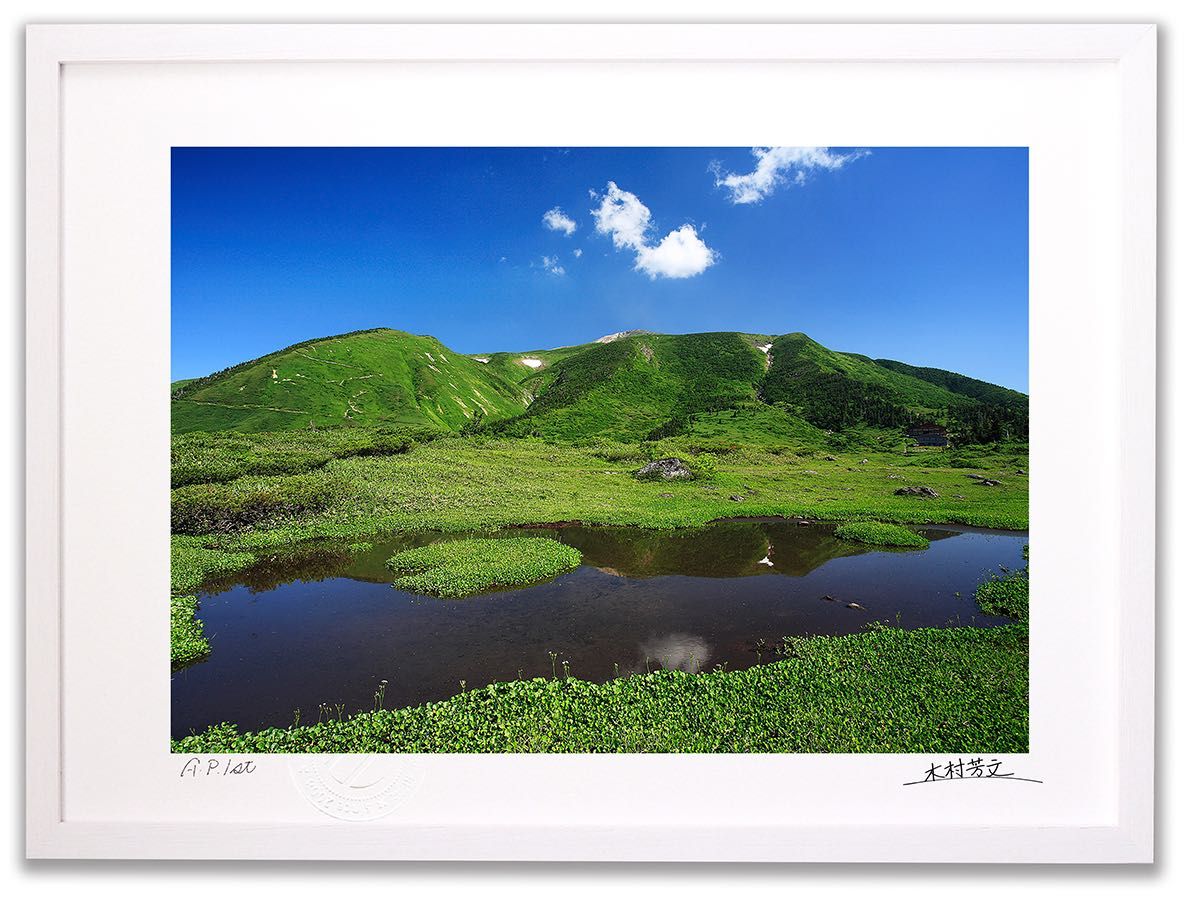 アートフォト 絵画 壁掛け 夏の風景/白山/インテリア 壁掛け 額入り 額装込 風景画 油絵 ポスター アート アートパネル リビング 玄関 プレゼント モダン アートフレーム おしゃれ 飾る Mサイ