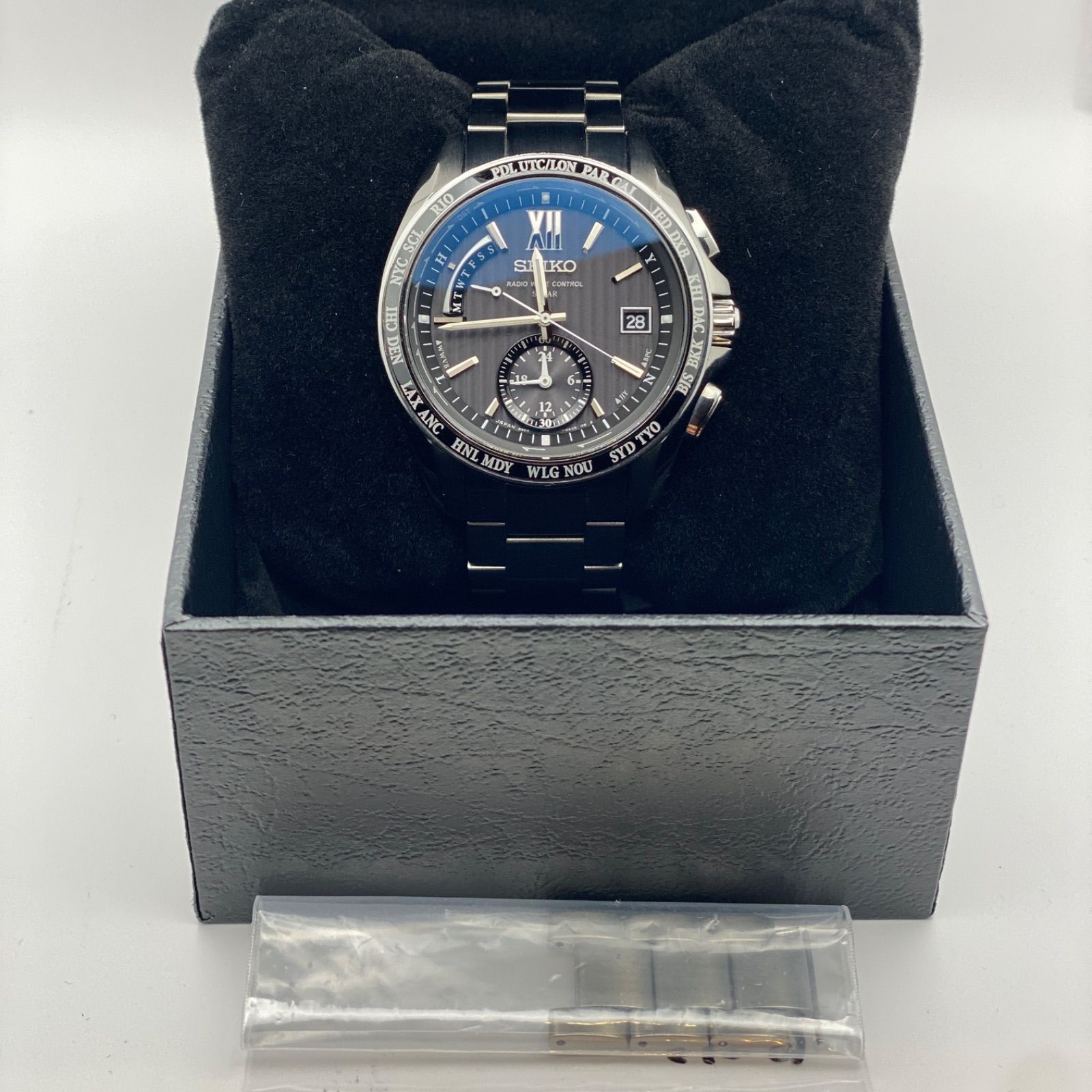 【美品】SEIKO　セイコー　ブライツ　8B54-0AG0 ソーラー　腕時計　箱 SEIKO ブライツ 8B54-0AG0 SS 黒 ソーラー 箱 メンズパフショルダー