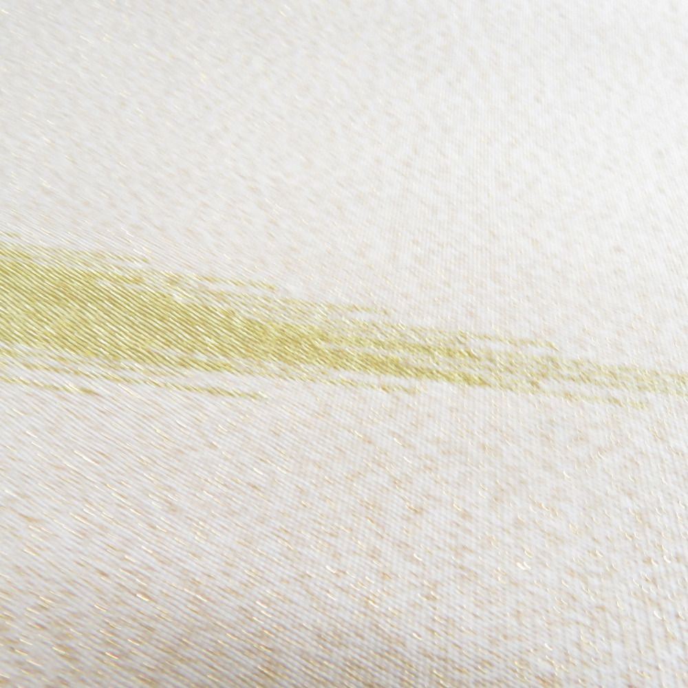 袋帯 正絹 つづれ織り 金糸 地紙花鳥文様 ベージュ色x金色x多色