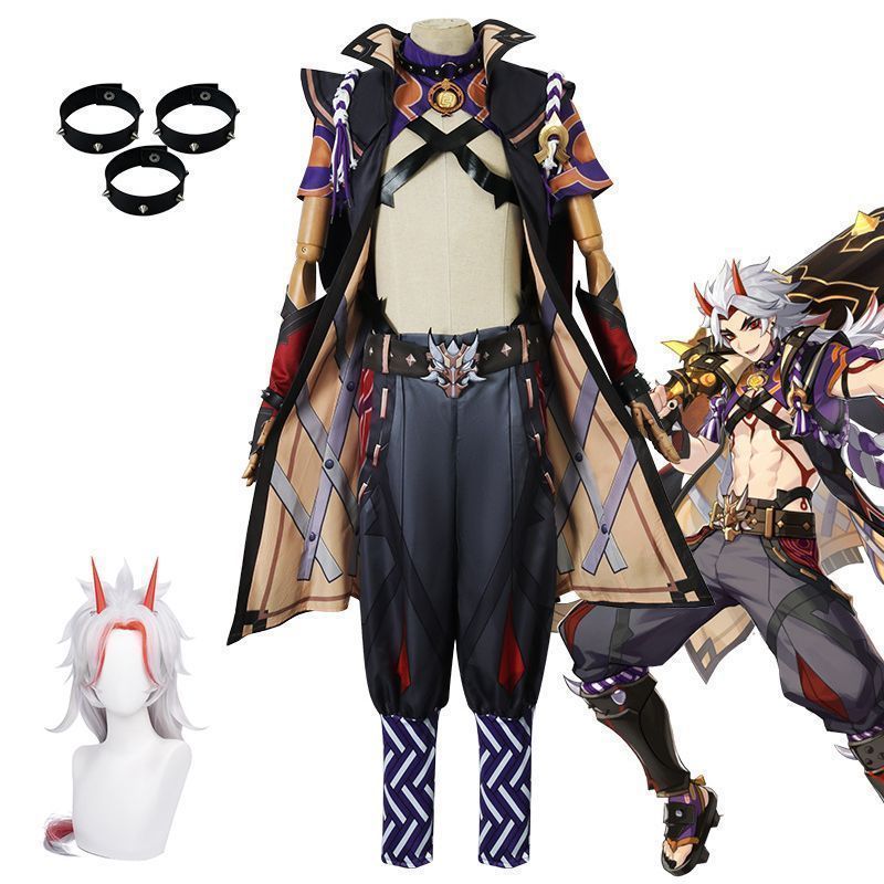 原神 荒瀧一斗 Arataki Itto コスプレ衣装 原神 げんしん ヒロイン あらたきいっと コスプレ衣装 コスチューム ハロウィン クリスマス 制服 大人 子供 cosplay イベント ウイッグ付き