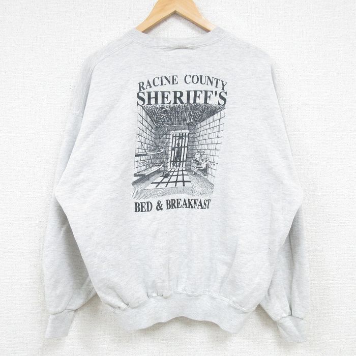 XL/古着 ジャージーズ 長袖 スウェット メンズ 90s SHERIFFS クルーネック グレー 霜降り 24sep21 中古 スエット トレーナー トップス