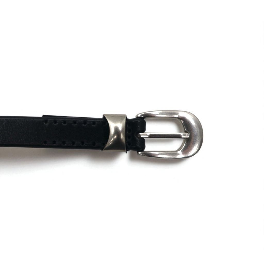 Genuine Leather Narrow Belt 牛革 ナロー ベルト L ブラック 未
