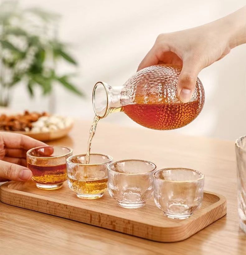 冷酒器セット おちょこ デイジー柄 50ml とっくり ガラス徳利