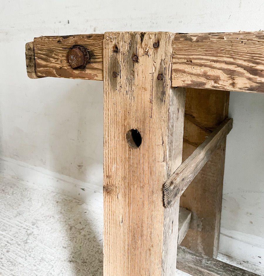 フランスアンティーク家具パインラスティック作業台S