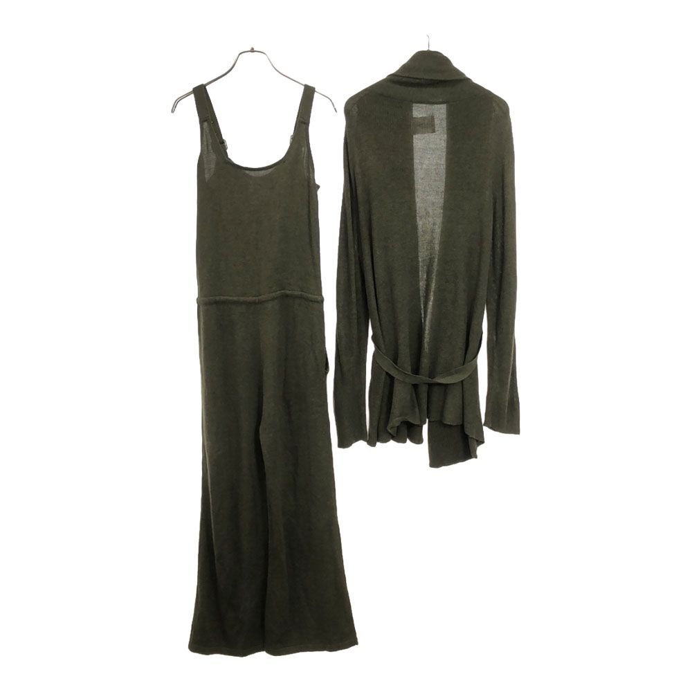 アメリ 長袖 ニット カーディガン 上下セットアップ S カーキ AMERI UNDRESSED サロペット レディース アメリ 長袖 ニット カーディガン 上下 セットアップ S カーキ AMERI