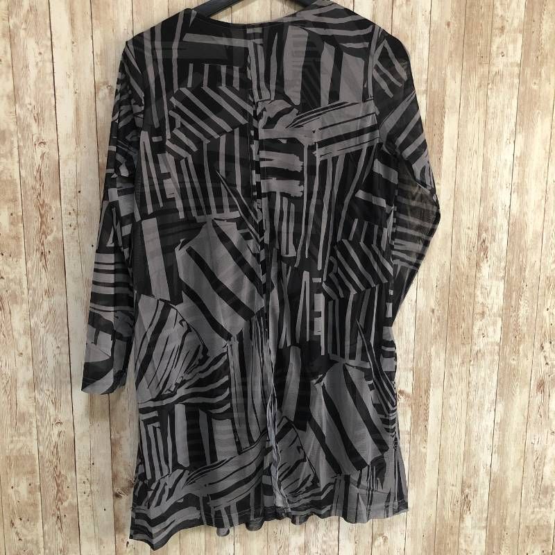  day to 線遊びのプリントレイヤードチュニック グレー S 長袖 チュニック