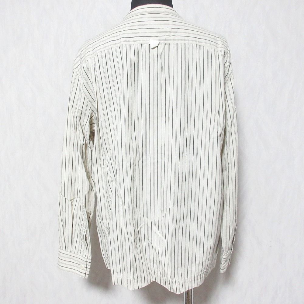 美品 MHL. エムエイチエル マーガレットハウエル ストライプ バンドカラーシャツ 595-8153506 サイズ1 ベージュ  レディース 古着 中古 美品 MHL. エムエイチエル マーガレットハウエル ストライプ