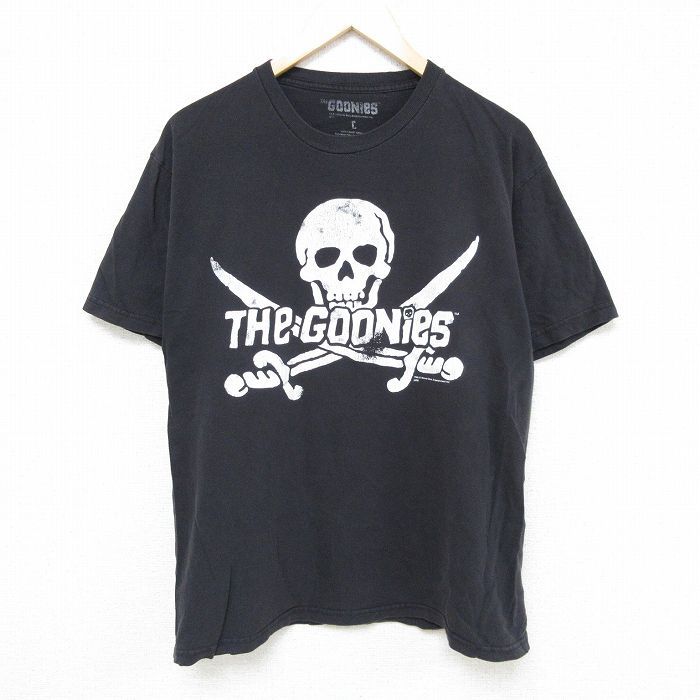 L/古着 半袖 Tシャツ メンズ 映画 グーニーズ コットン クルーネック 黒 ブラック 24jul06 中古