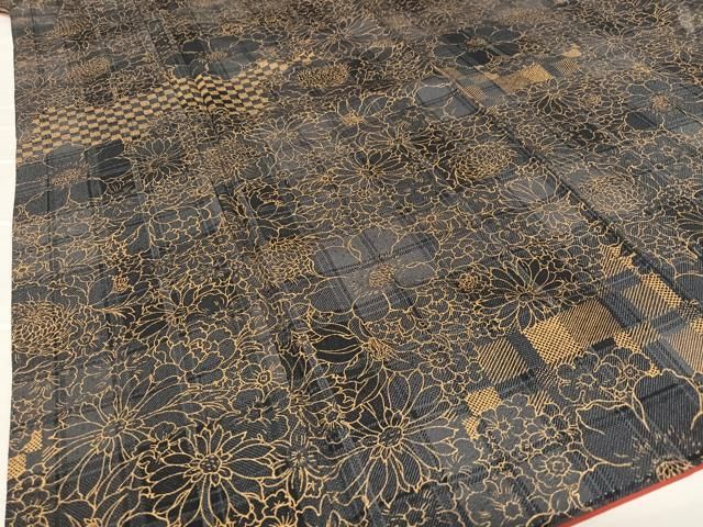 平和屋着物○お召 花尽くし 金彩 健勝苑扱い 正絹 逸品 AAAT0653zg