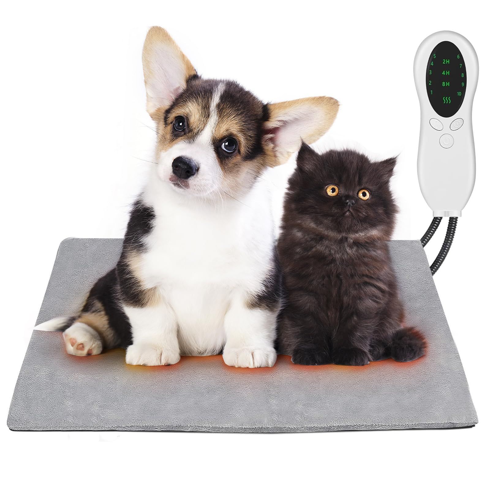 数量 ペットホットカーペット 50 45cm ペット用ヒーターマット ENTEKE 犬 猫 ホットマット 噛み癖対策 10段階温度調節 2H 4H 8Hタイミング機能 ペット 加熱マット 寒さ対策 暖房器具 過熱保護 防水難燃性 省エネ 洗えるカバー 中