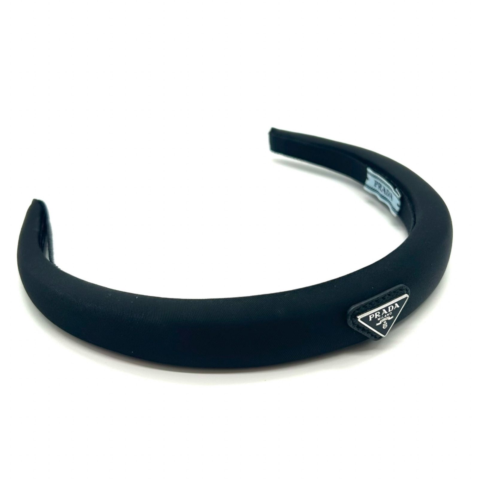 PRADA プラダ カチューシャ トライアングルロゴ Re-Nylon ブラック ナイロン 三角プレート ヘッドバンド レディース ヘア