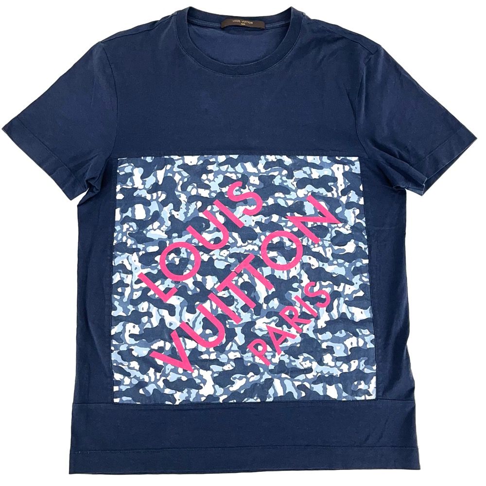 VUITTON メンズ Tシャツ 半袖 迷彩 ブルー 青 M - トップス