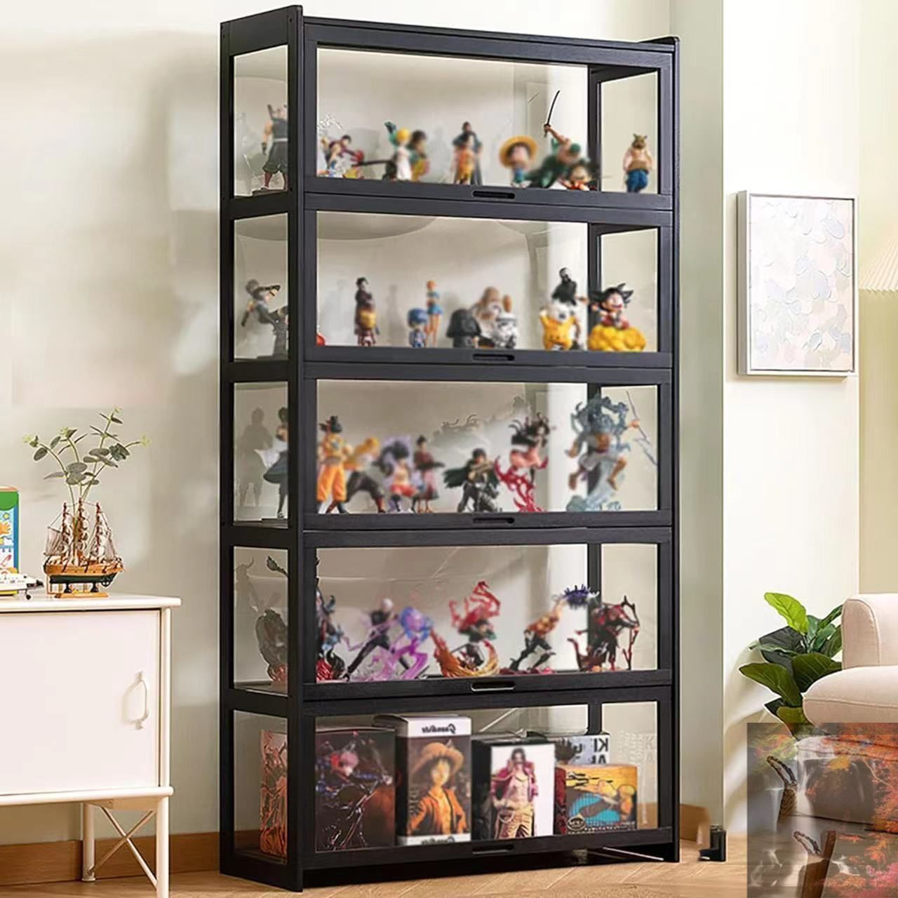 スティッチ フィギュア用　ディスプレイキャビネット Amazon.co.jp: フィギュアケース 高さ180cmの強化ガラス扉付き