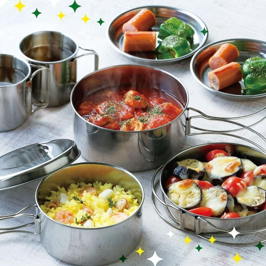 クッカーセット 8点 アウトドアクッカー キャンプ鍋 食器 調理