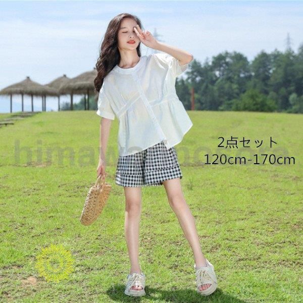 韓国子供服 セットアップ 女の子 夏服 レジャー 2点セット 半袖 シャツ ショートパンツ キッズ ガールズ 上下セット ファッション 夏着 お出かけ 通学着