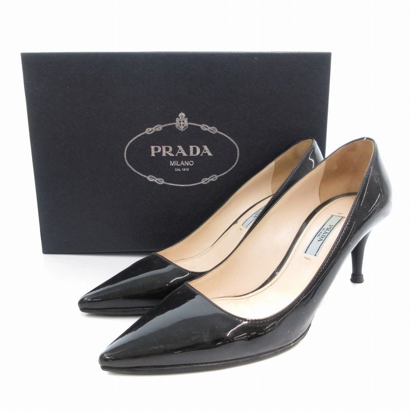 プラダ PRADA パンプス ピンヒール エナメル ポインテッドトゥ
