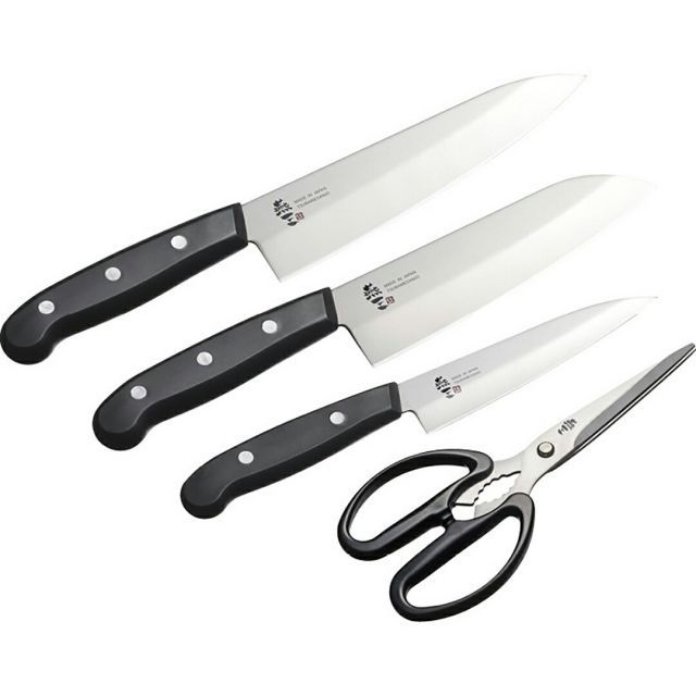 ステンレス包丁＆キッチンハサミ4点 燕三 EM-072香典返し 御供 粗供養 詰め合わせ ギフト プレゼント 割引 品物 新築祝い 結婚内祝い 出産内祝い ご挨拶 引っ越し 引越し 内祝い 写真入り メッセージカード のし