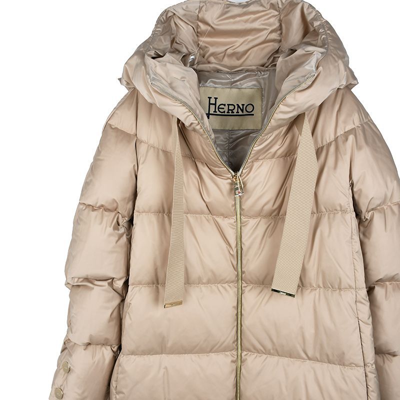 HERNO ヘルノ レディース ダウンコート POLAR-TECH ポーラテック Aライン フード付 グログランリボン イタリア正規品 ...