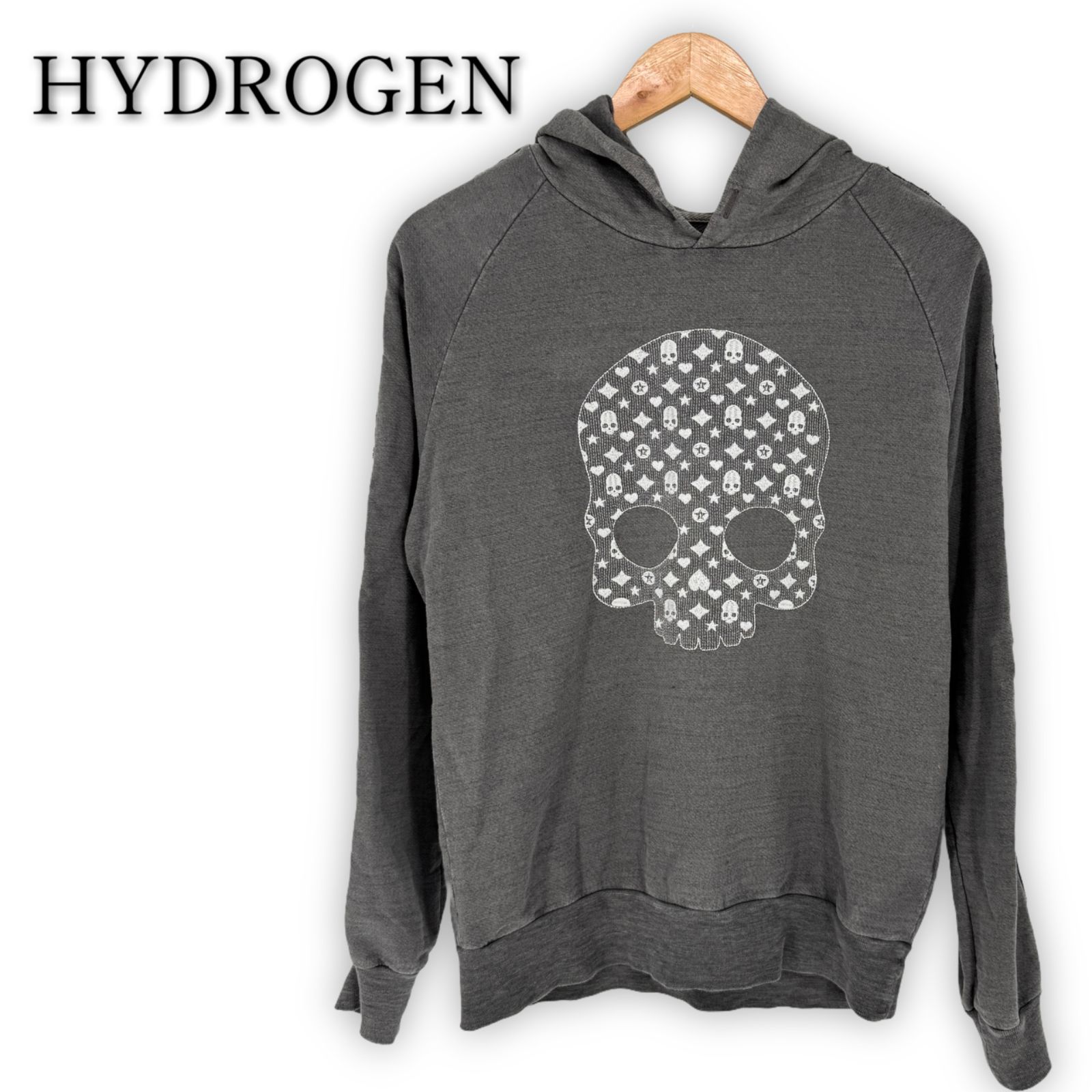 HYDROGEN ハイドロゲン パーカー M グレー メンズ ドクロ フーディー 
