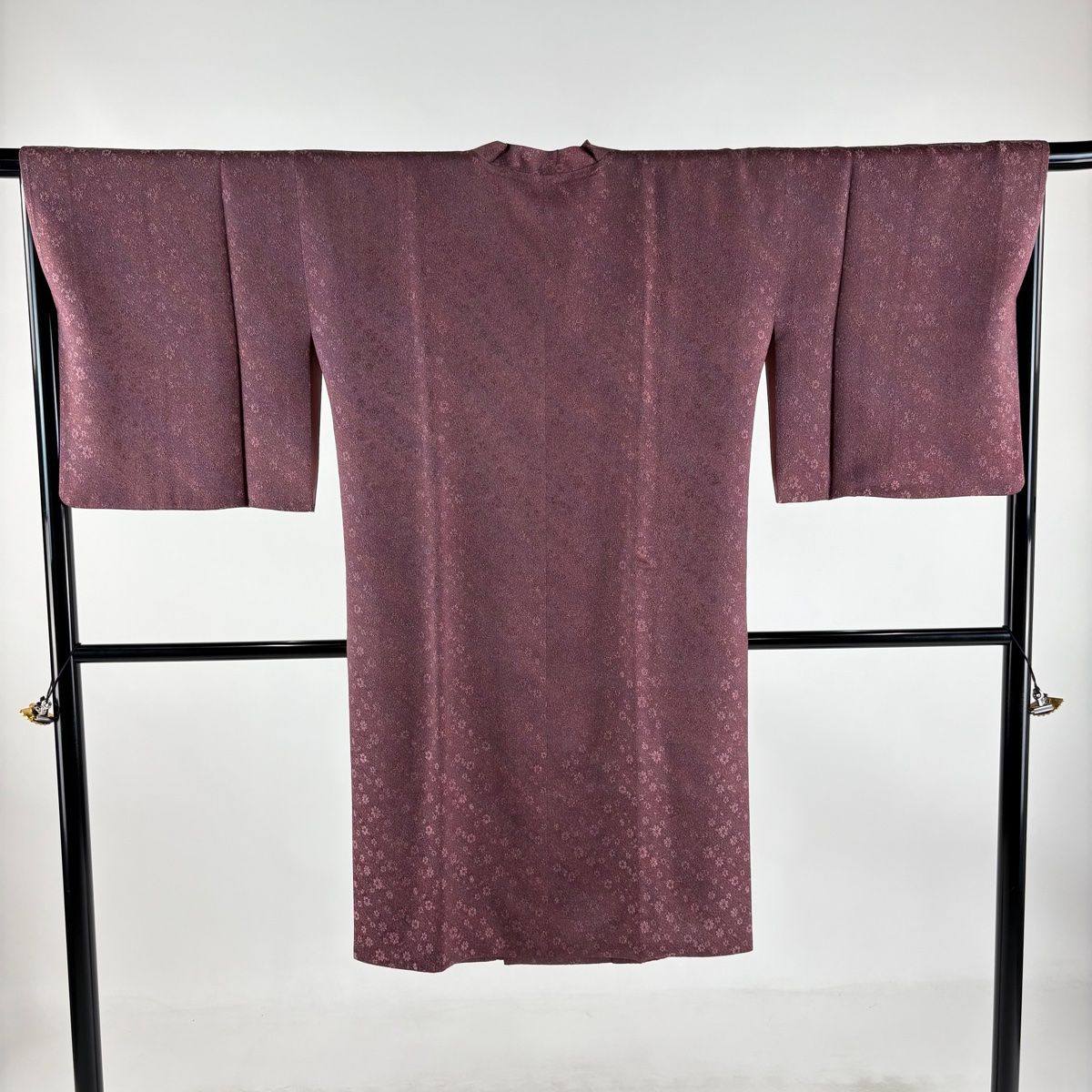道行 身丈110.5cm 裄丈67cm M やまと 和装コート 千代田衿 花 斜縞 ぼかし 赤紫 正絹