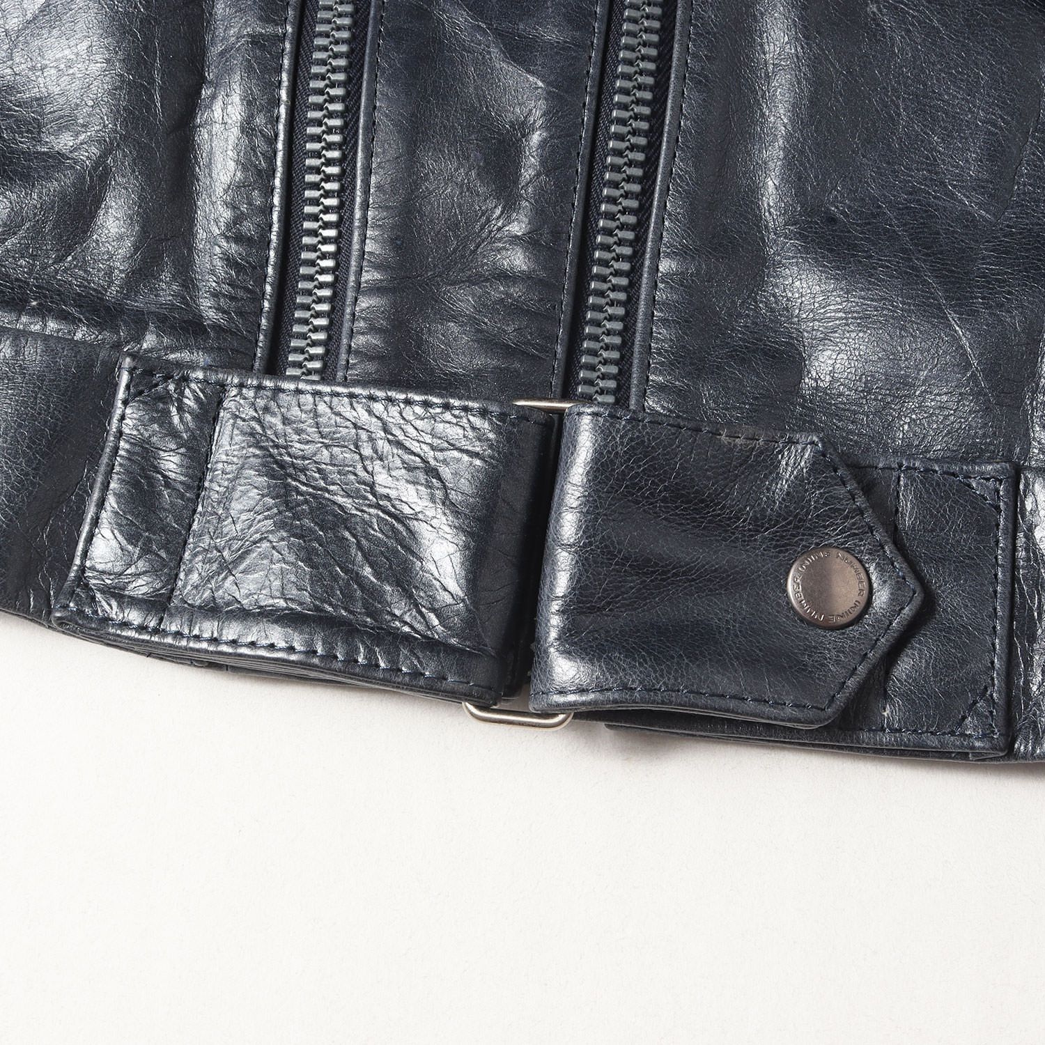 ガンメタリックレザー ライダースジャケット