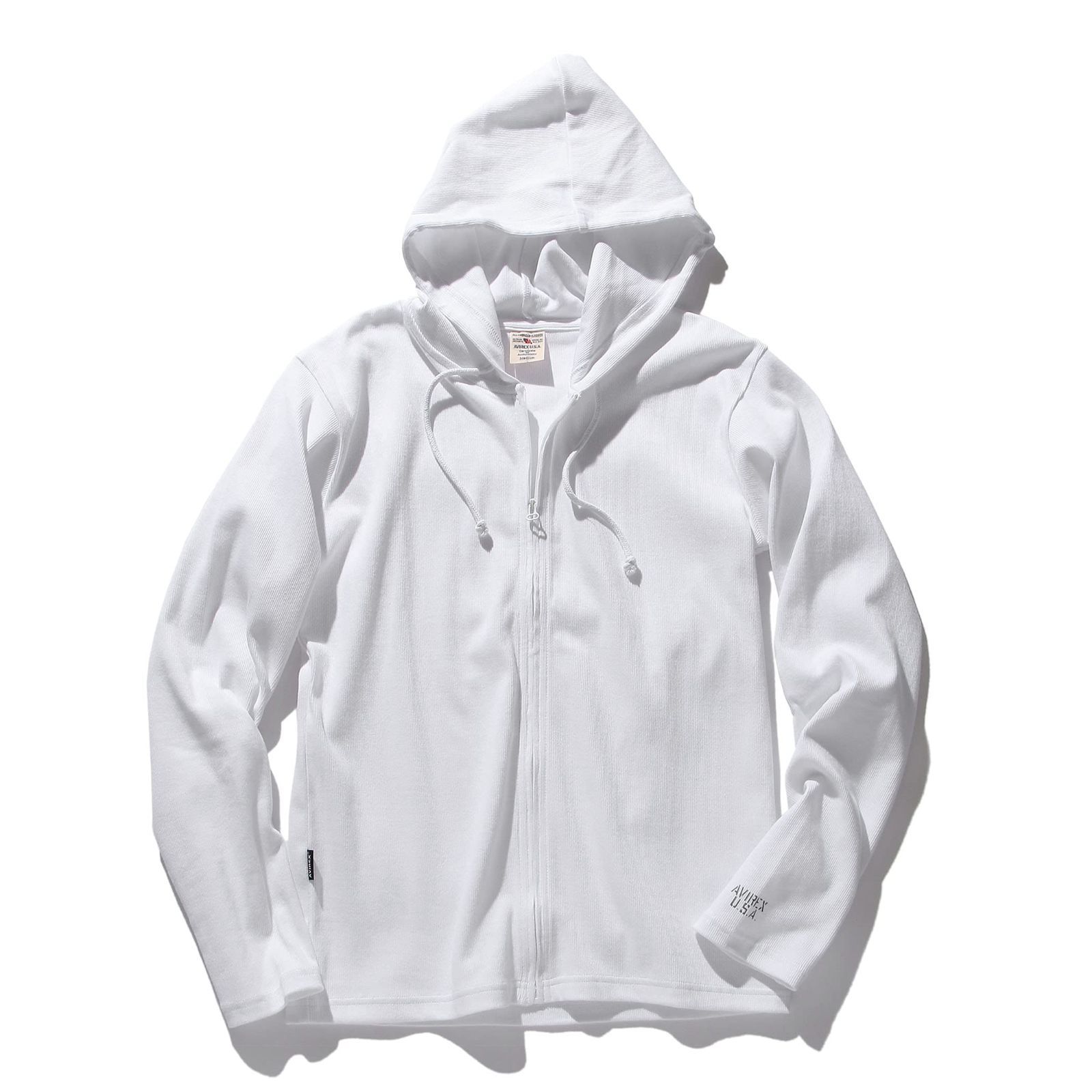 S_01 WHITE アヴィレックス デイリー ジップ リブ パーカー DAILY FULLZIP RIB PARKA 6153641