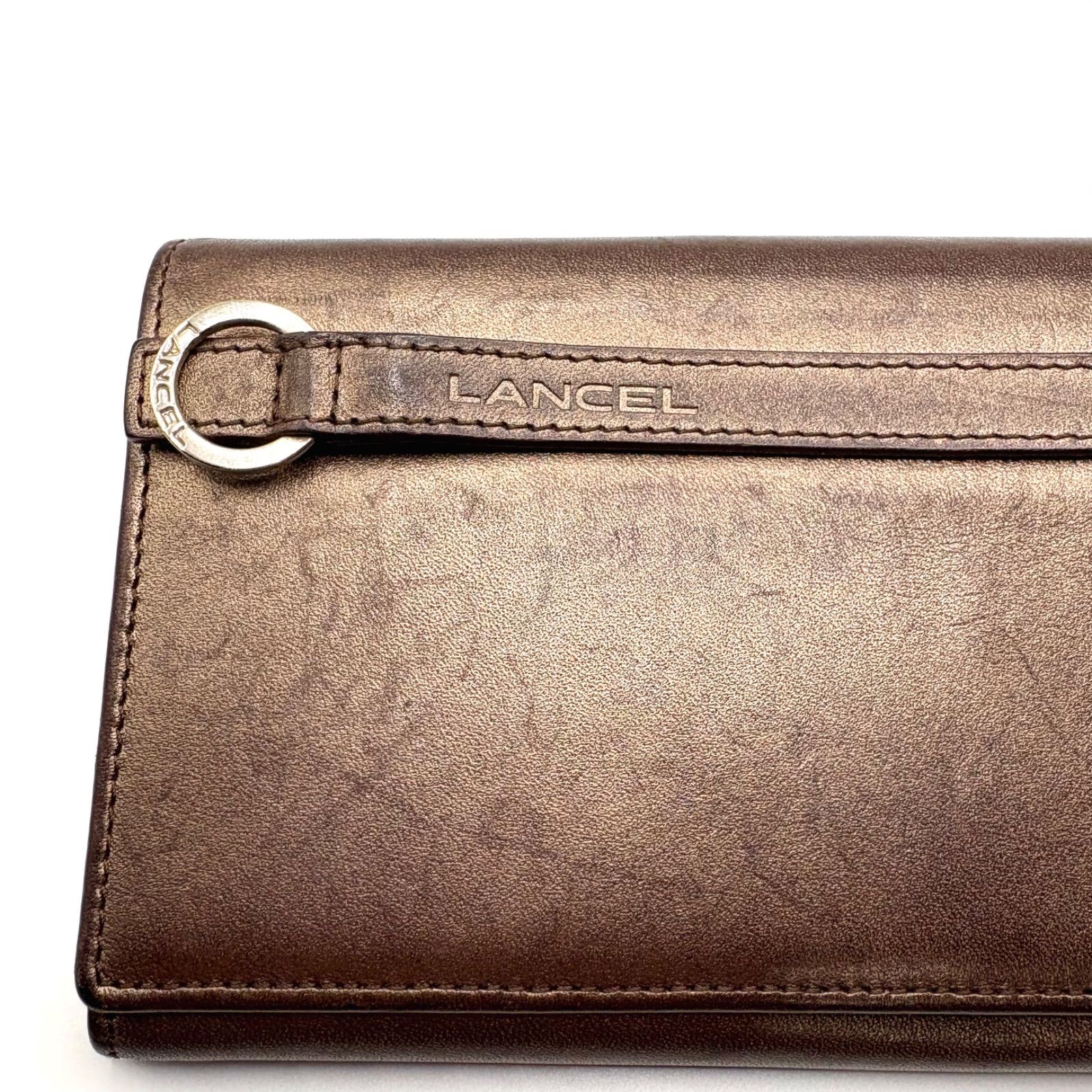 LANCEL 本革 ブラウン ゴールド調 長財布 - メルカリ