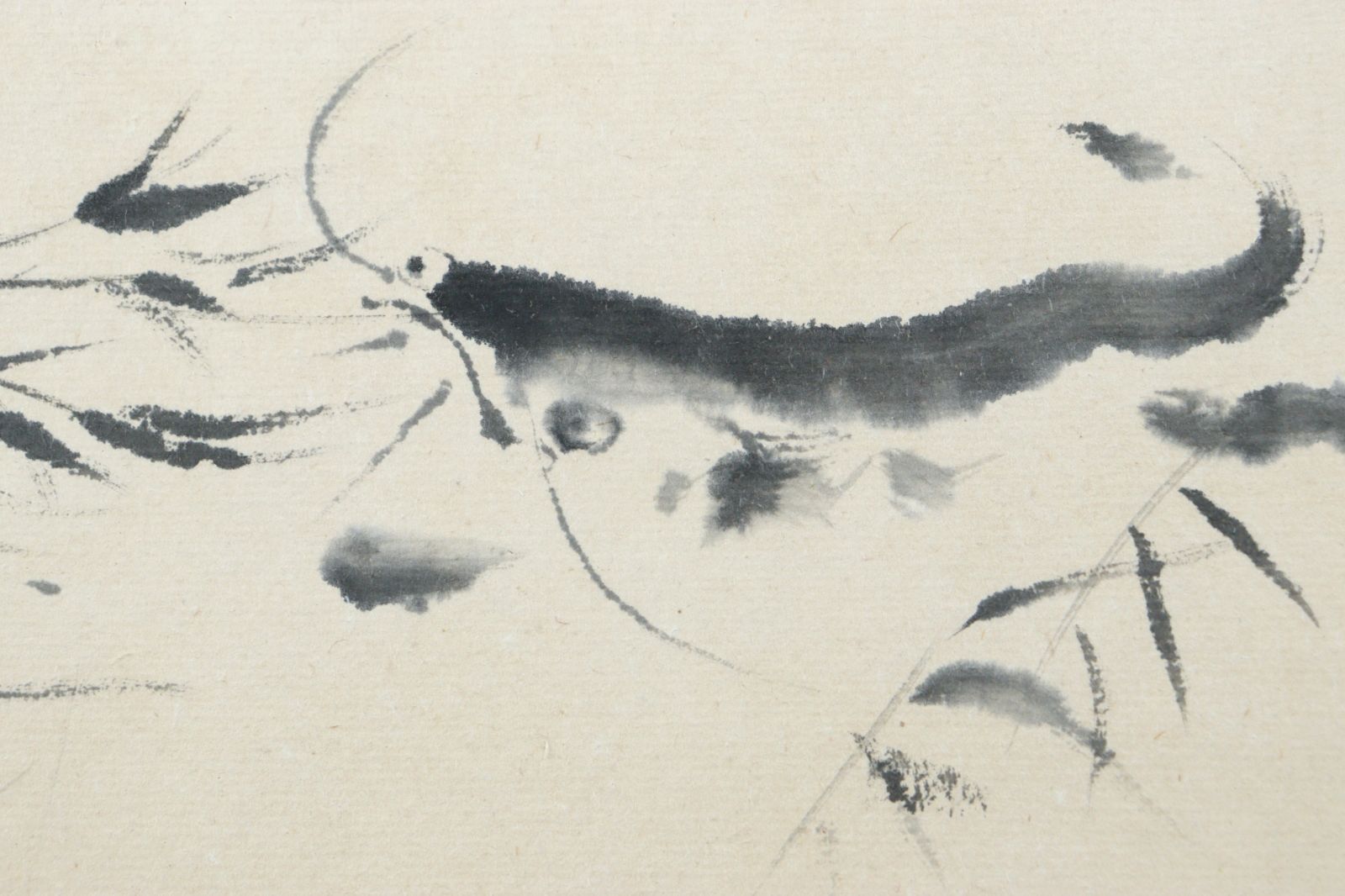 小川芋銭 「河童図」 肉筆水墨画10号 小川知可良鑑定シール 唐物 骨董