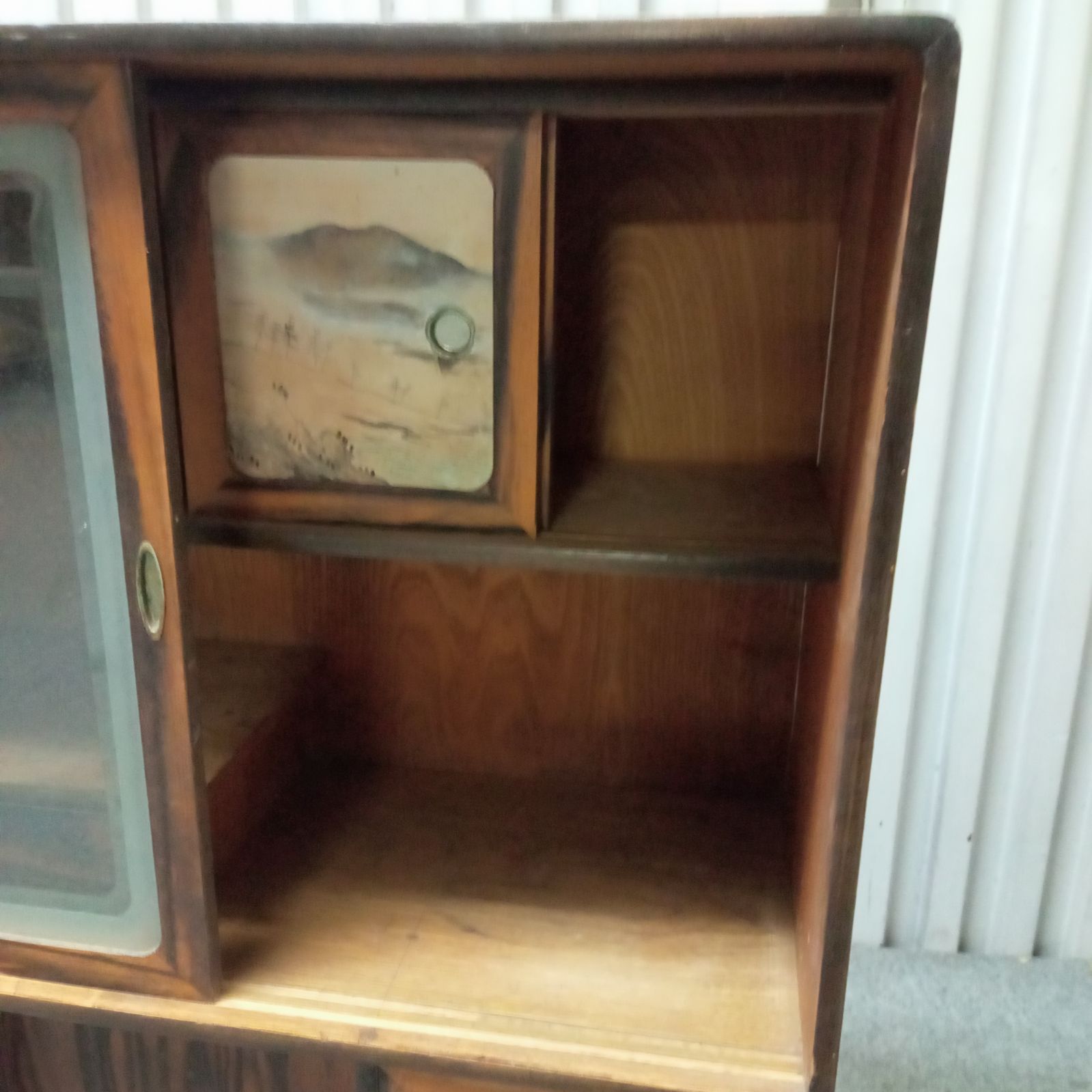 ◯ 箪笥 茶箪笥 ガラス戸 食器棚 飾り棚 昭和レトロ アンティーク