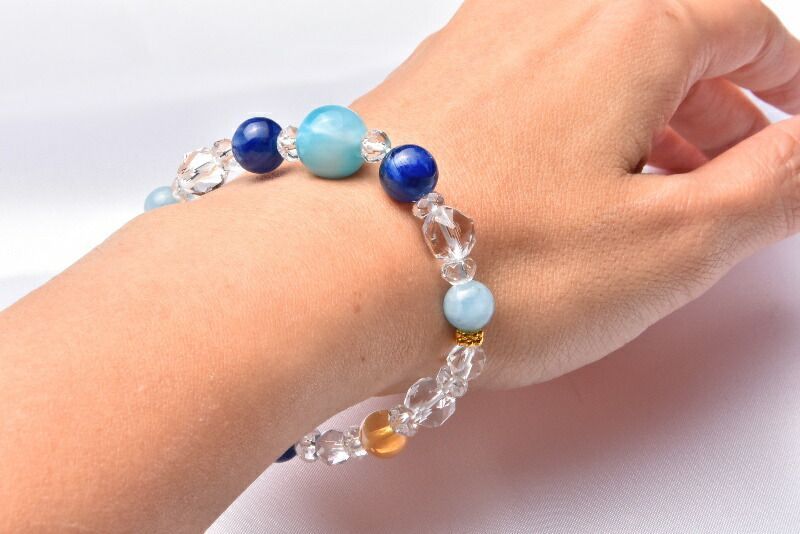 高品質 ラリマー&カイヤナイト 11.5mm ブレスレット