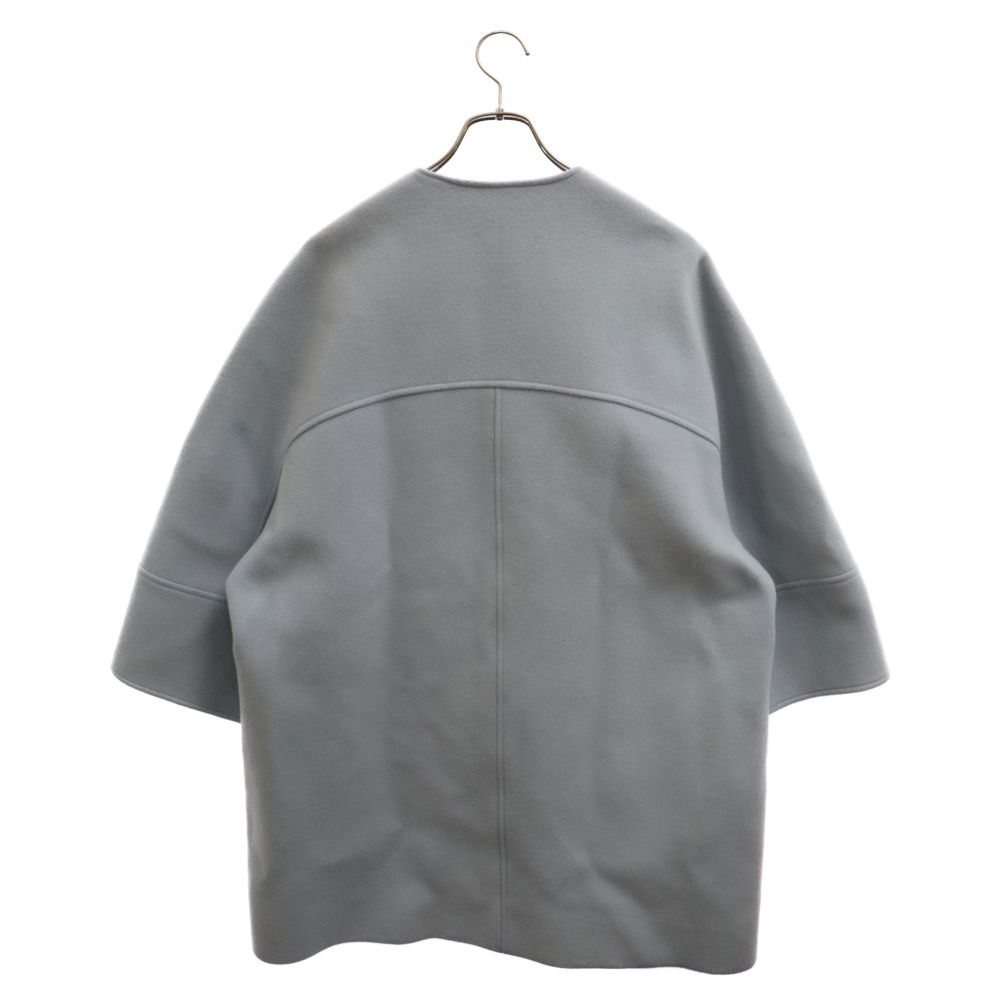 yori (ヨリ) 22AW ウール ノーカラーコート ブルー レディース YR2225 