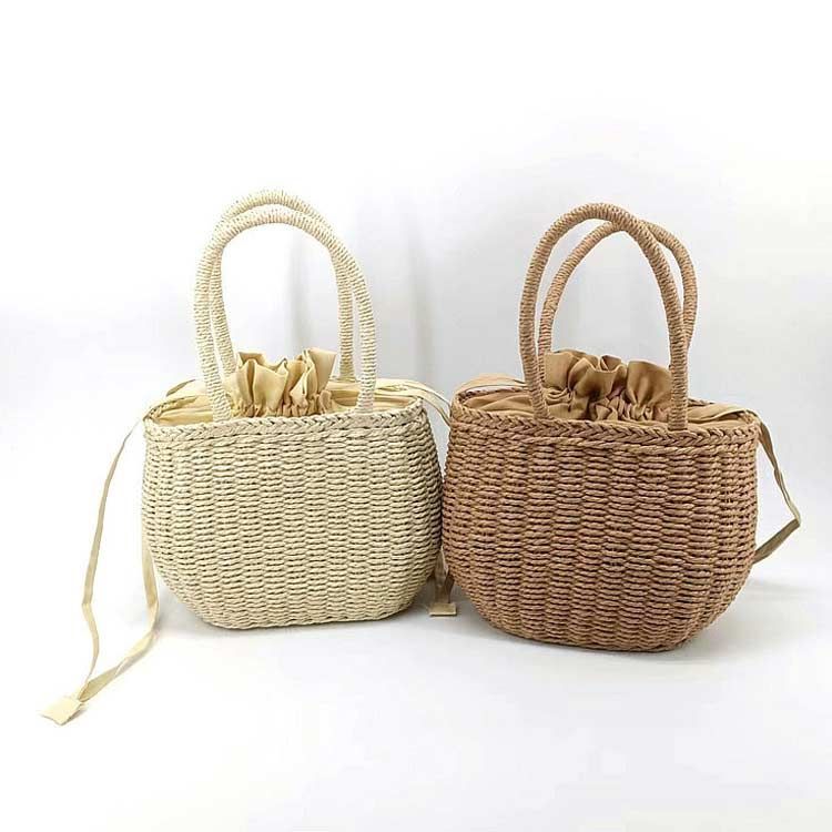 巾着 かごバッグ ハンドメイド ストローバッグ バスケット n3338 カゴバッグ ハンドバッグ ストローバッグ トートバッグ 夏バッグ