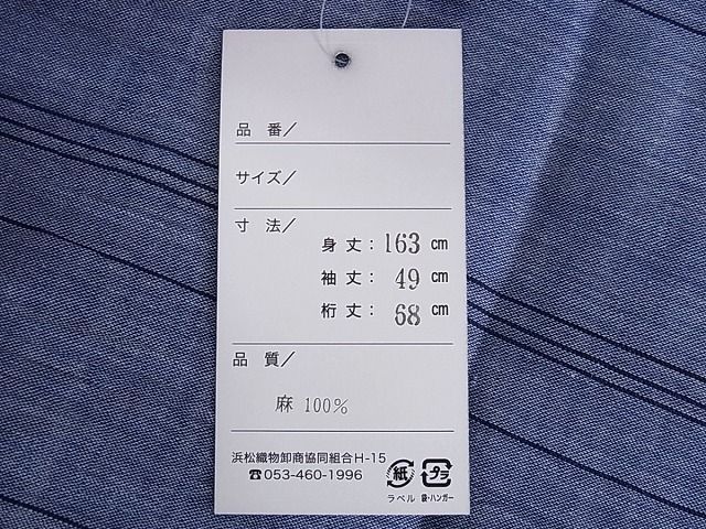 平和屋-こころ店□極上 夏物 織物の名産 近江ちぢみ 縞 薄花色地 着丈