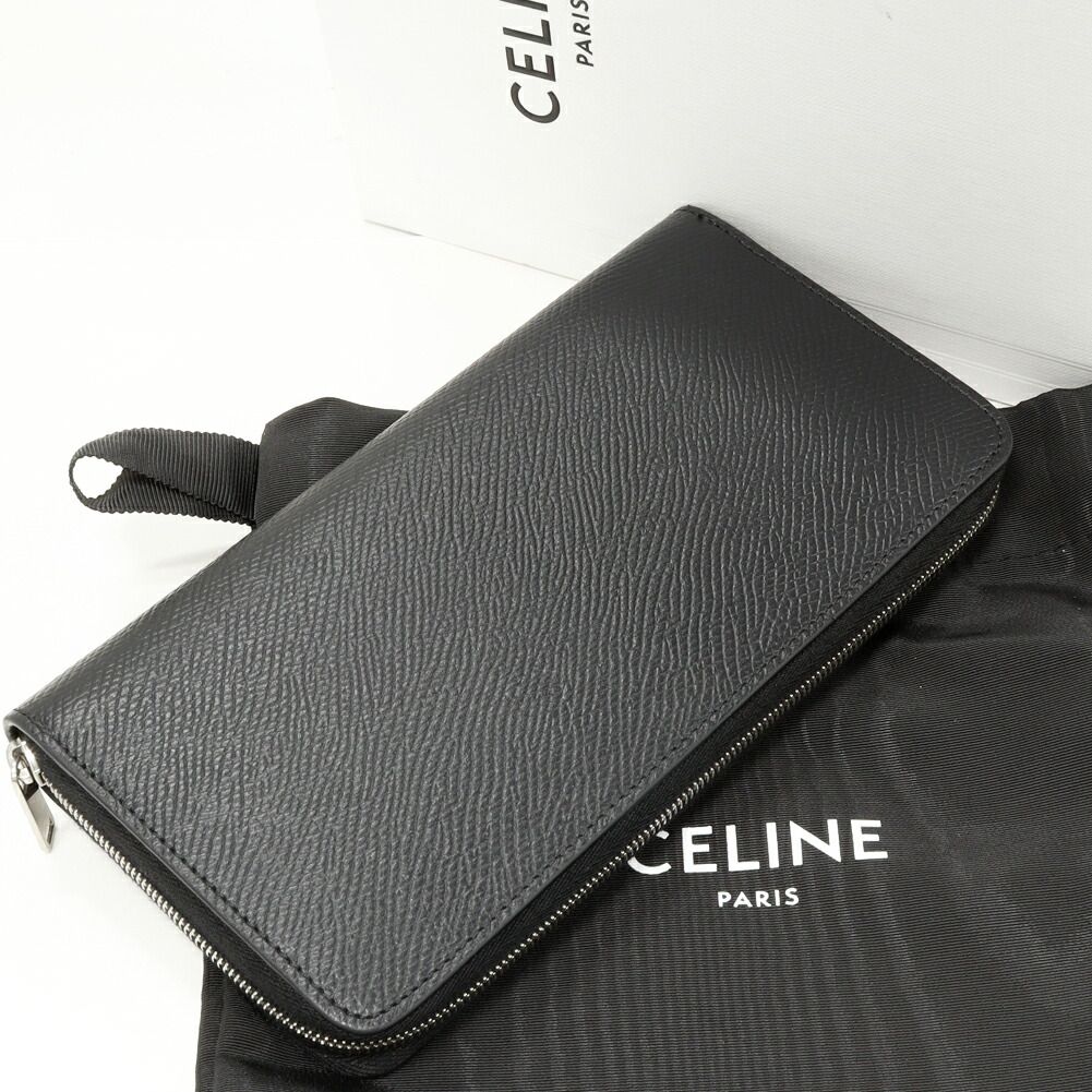 CELINE ラージ ジップドウォレット / グレインドカーフスキン ブラック