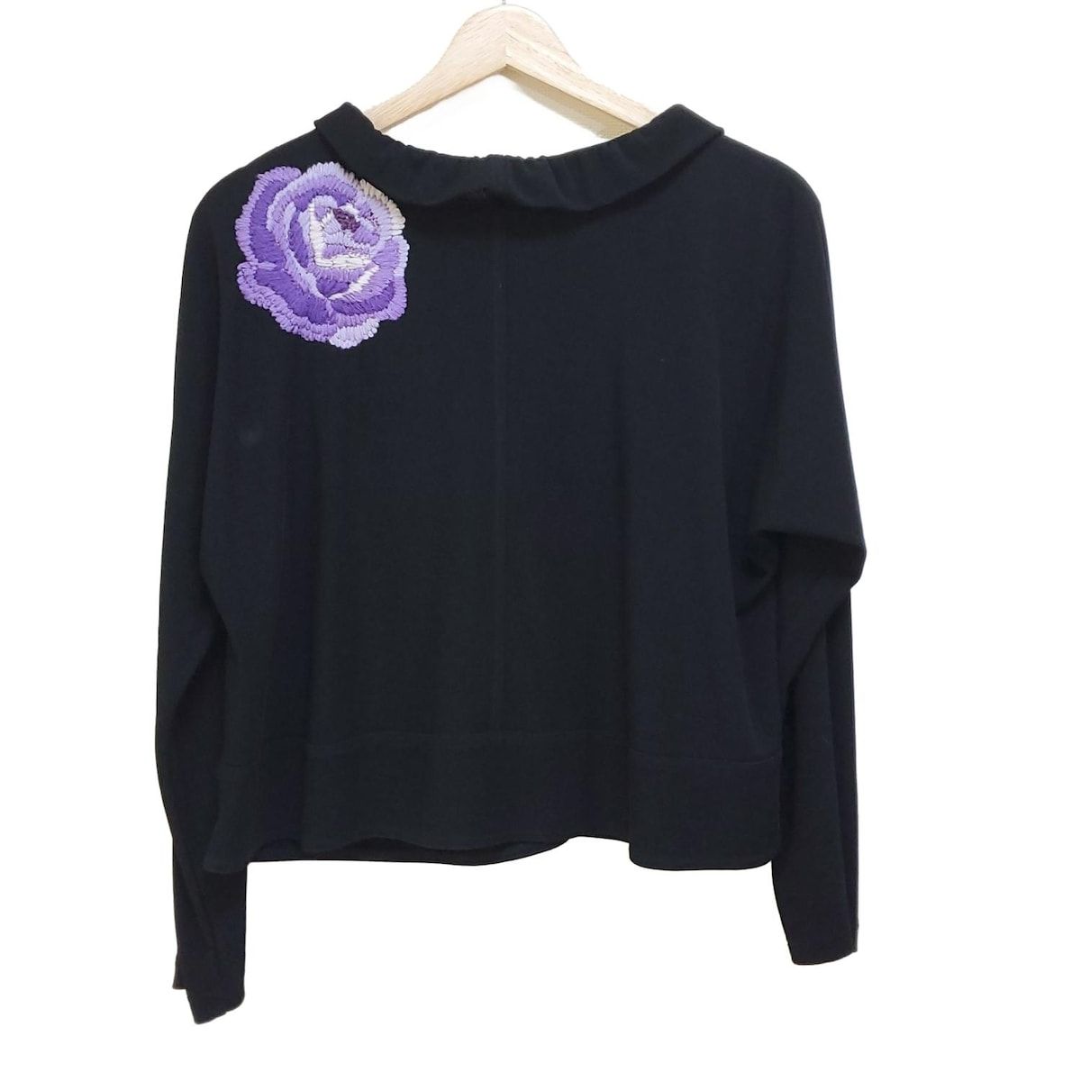 トクコ プルミエヴォル カーディガン サイズ9 M レディース - 黒×パープル×マルチ 長袖|フラワー 花 |スパンコール