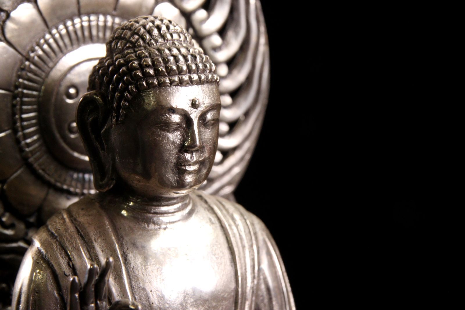 銀製 圓鍔勝三作 阿弥陀如来像 29cm 1813g 銀900 1/50 共箱 仏像 仏教