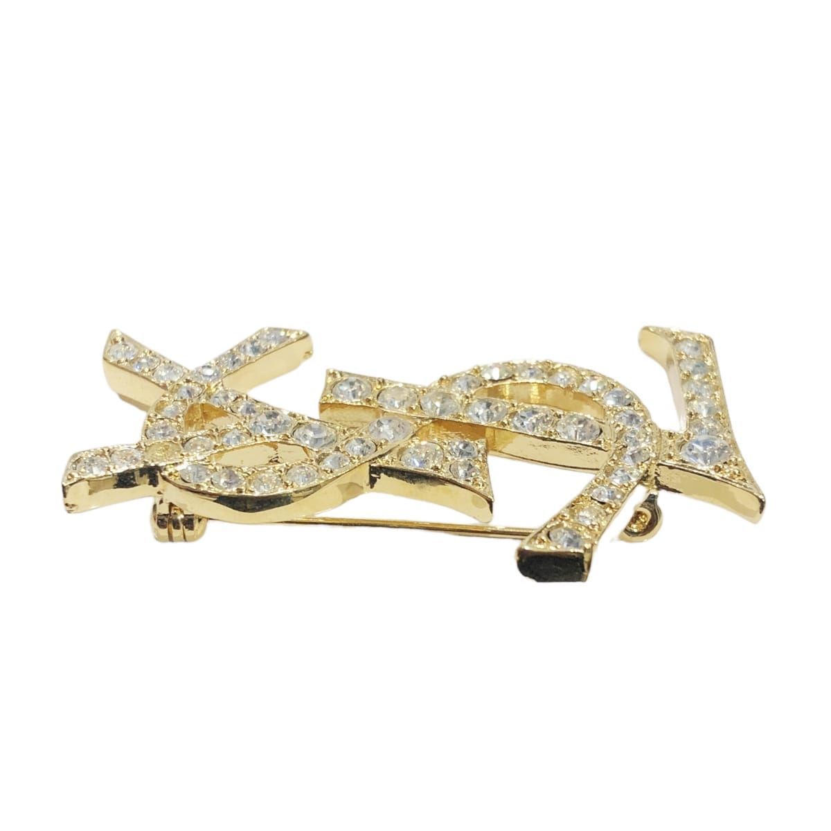 中古】 Saint Laurent サンローラン YSLブローチ ブローチ YSL ライン